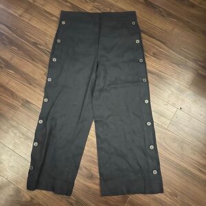 Rebecca Taylor Navy wide leg side button linen blend trouser 12